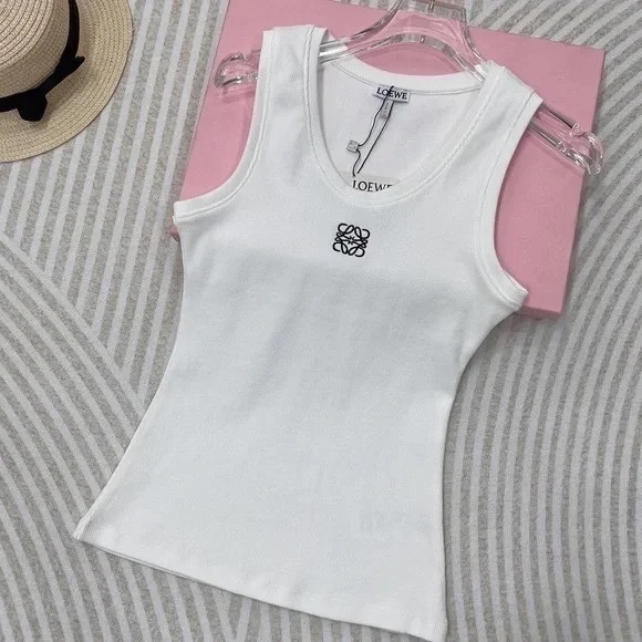 Loewe Tops - Loewe White Sleeveless Tank Top